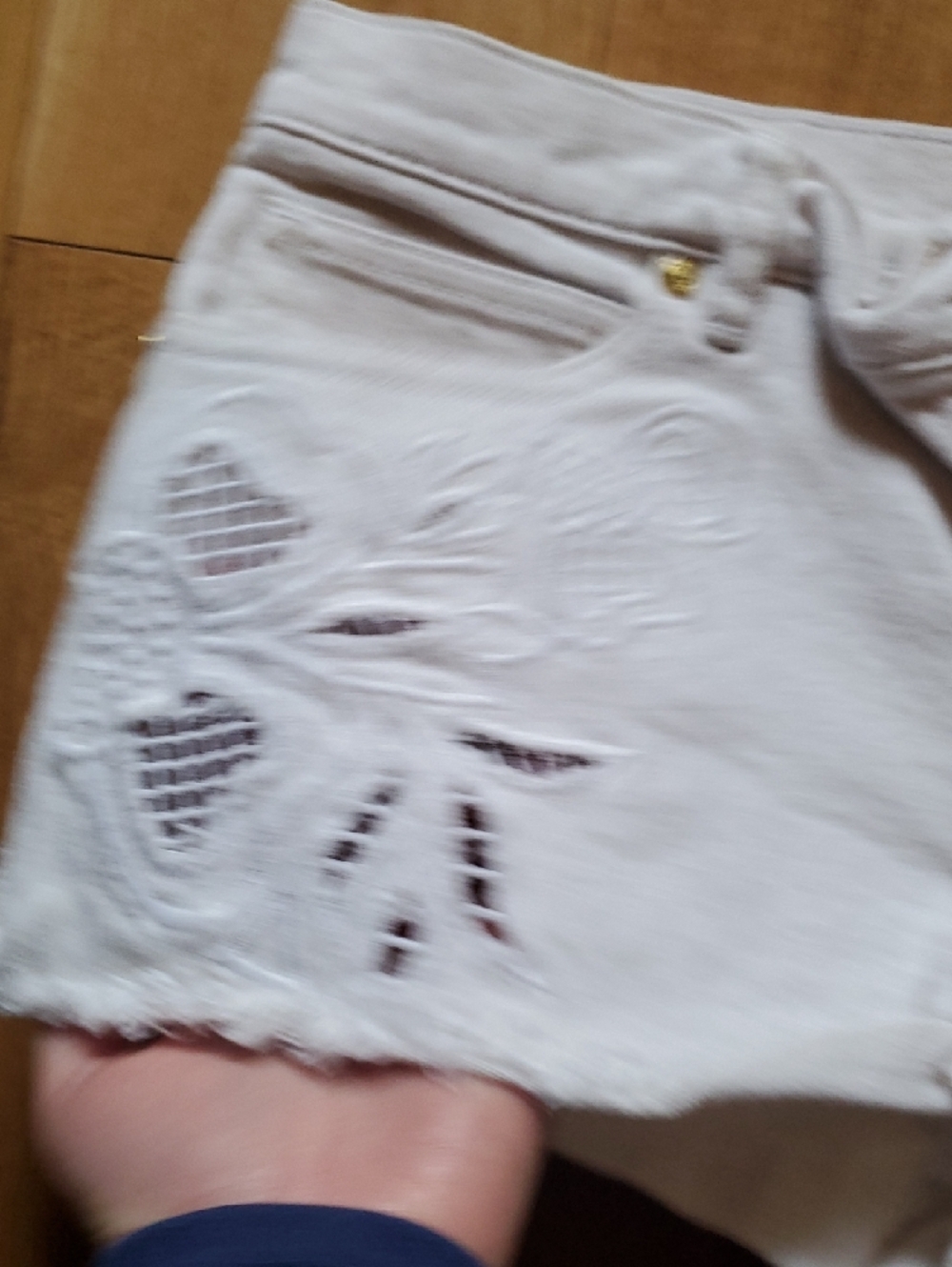 Juicy Couture White Embroidered Denim Cutoff Shorts - Picture 7 of 9
